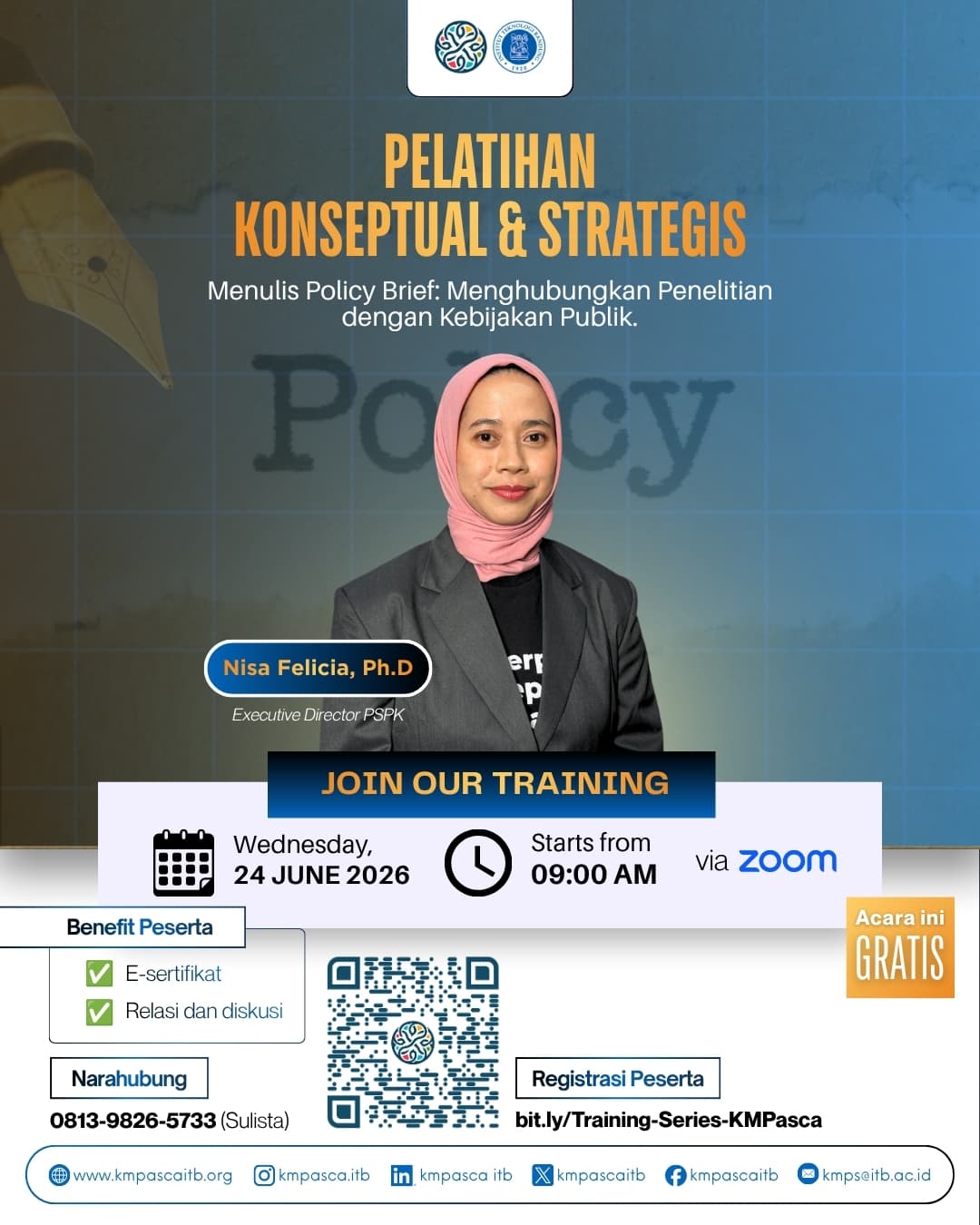 [Pelatihan Konseptual & Strategis] Menulis Policy Brief: Menghubungkan Penelitian dengan Kebijakan Publik